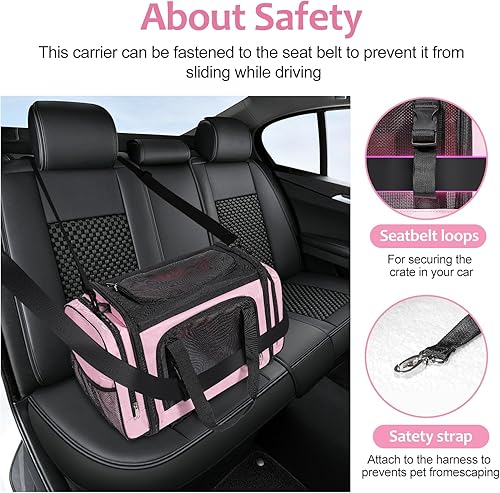 Miniatura 3 de Transportador grande para gatos, transportador de mascotas, transportador de perros para perros pequeños, transportador de gatos, suave, plegable,