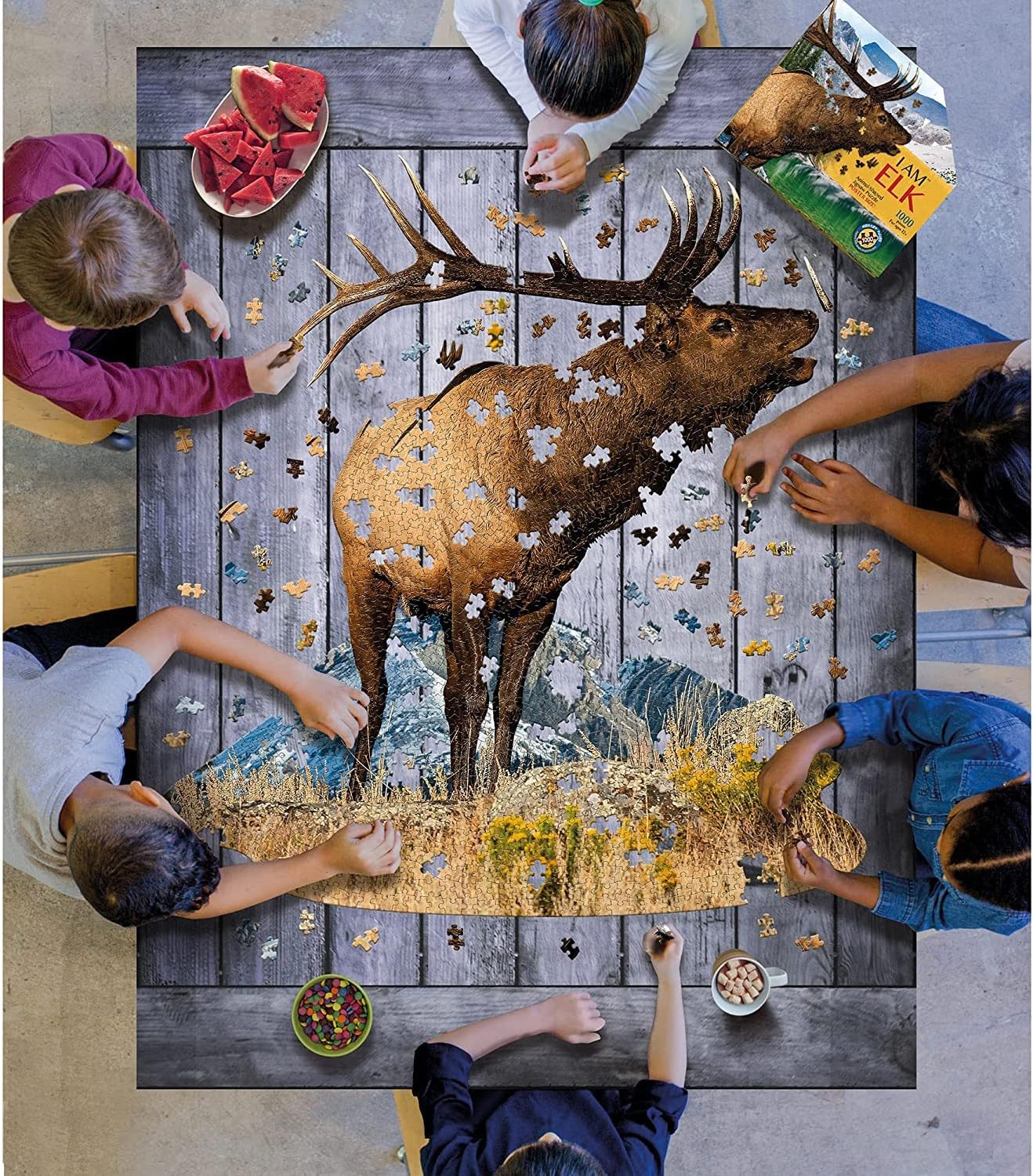 Madd Capp Puzzles - I AM ELK - 1000 Pieces - Animal Shaped Jigsaw Puzzle, Multi