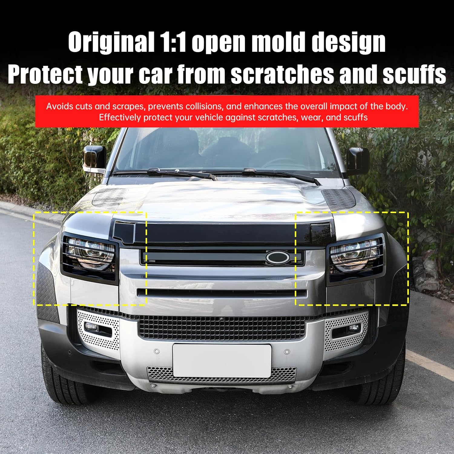 Front Headlight Cover for 2020-2025 2026 Land Rover Defender 90 110 130 Headlight Protection Mesh Frame Metal Decorative Cover External Blackout Upgrade Off-Road Modification Accessories