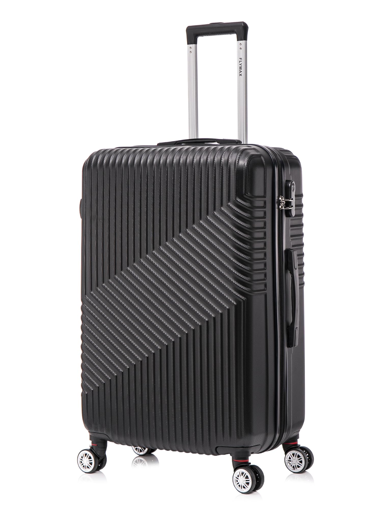 FLYMAX29" Large Suitcases 4 Wheel Spinner Super Lightweight Luggage Hard Shell Durable Check in Hold Built-in 3 Digit Combination Black