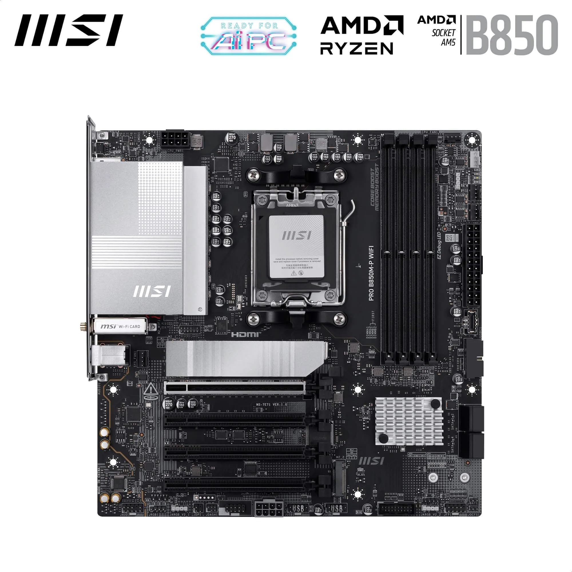 MSI PRO B850M-P WIFI【AM5・5GLAN/Wi-Fi7】 Amazon.com: MSI PRO B850M-P WiFi Motherboard, ATX - Supports