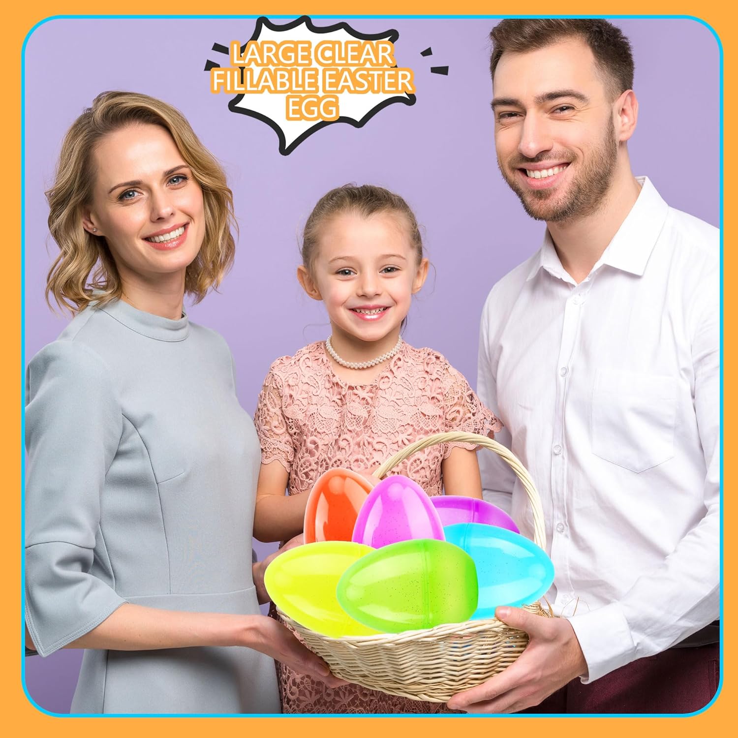 6 Inch Jumbo Plastic Easter Egg Colorful Bright Empty Large Clear Glitter Easter Eggs Fillable Translucent Easter Egg for Easter Hunt Party Favors Toys, 6 Colors (18) - Image 3