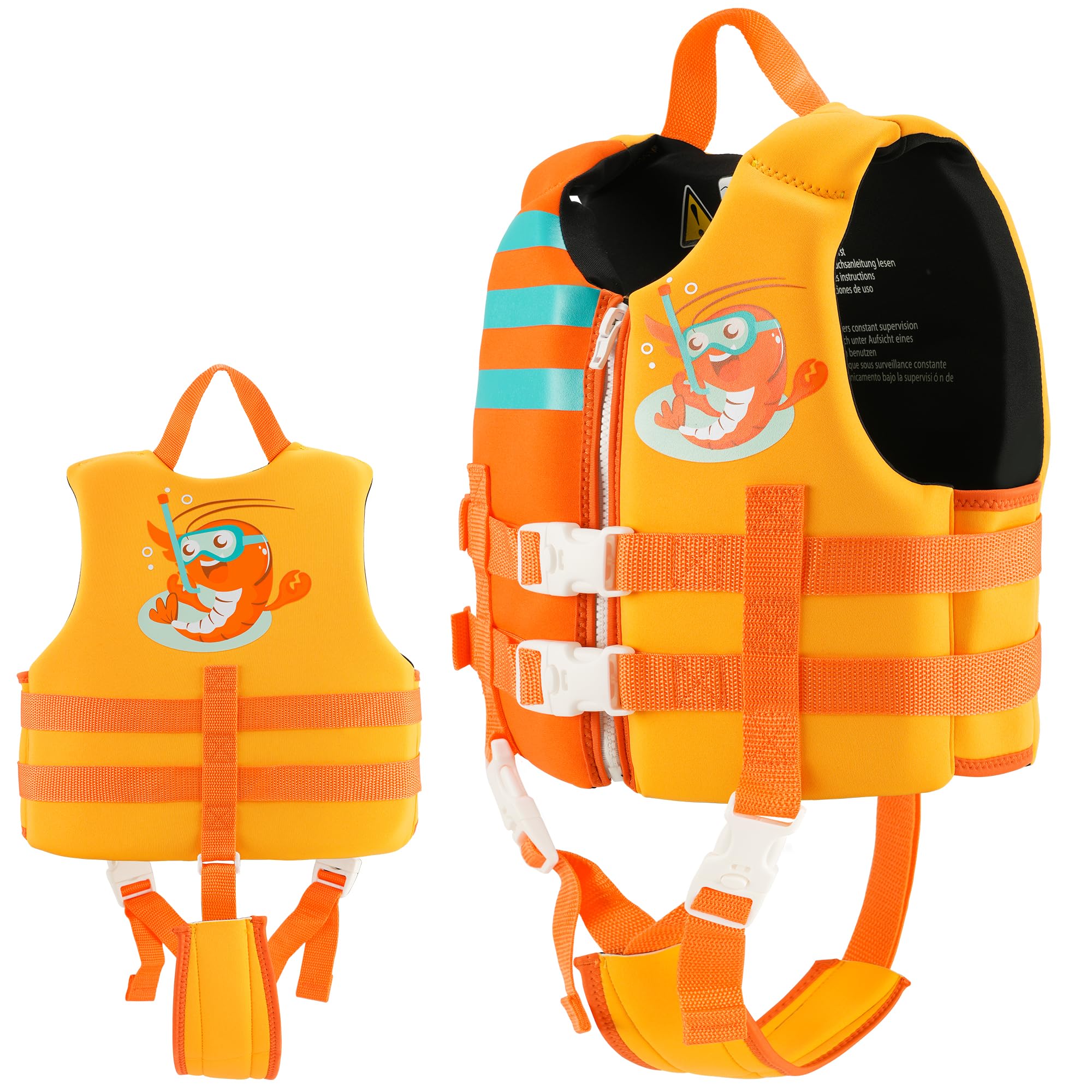 Giubbotto di nuoto per bambini e bambine, con cinghie di sicurezza regolabili, età 1-6