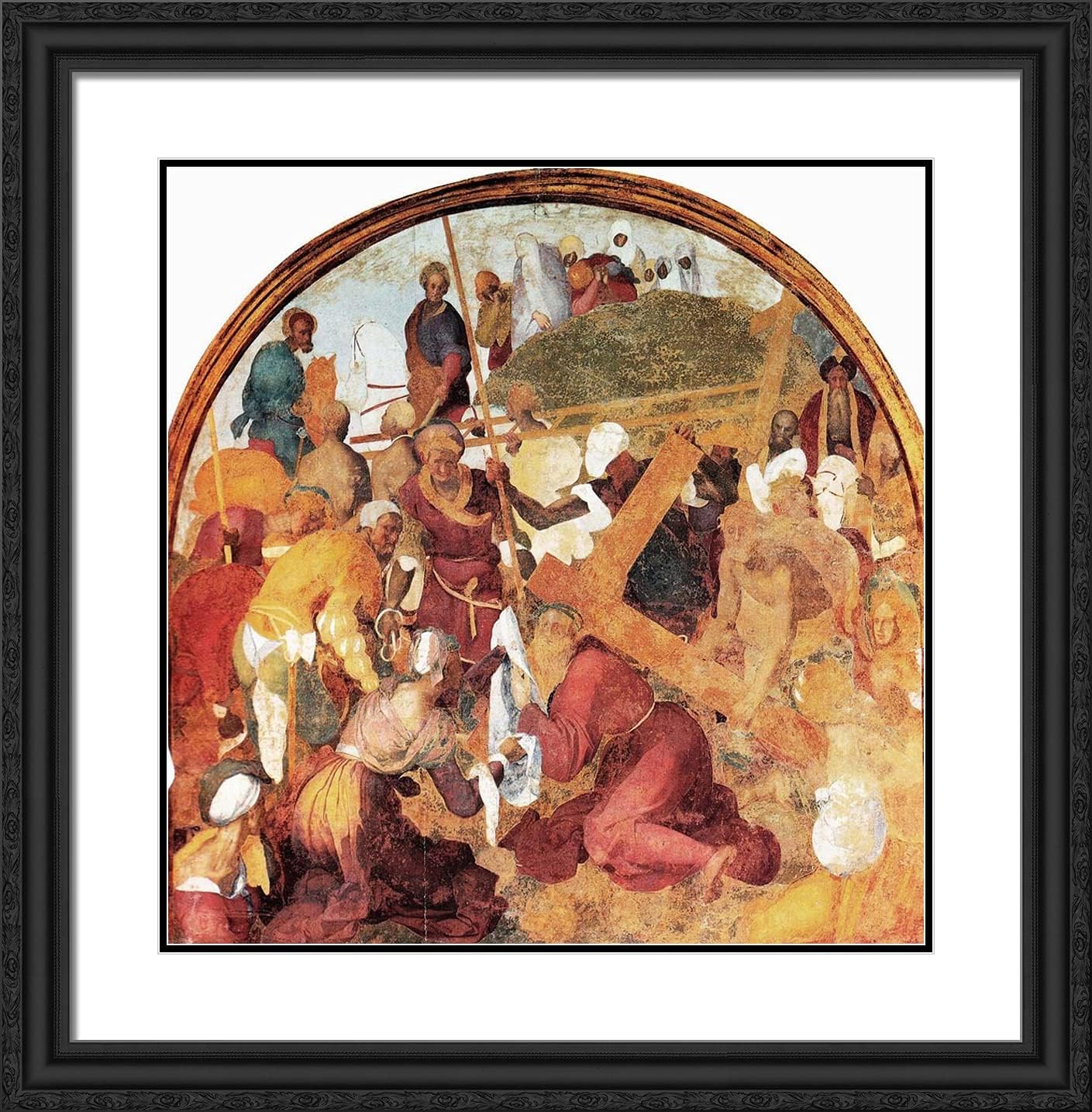 ArtDirect Pontormo, Jacopo 20x20 Black Ornate Framed Art Print with Double Matting Titled: The Ascent to Calvary
