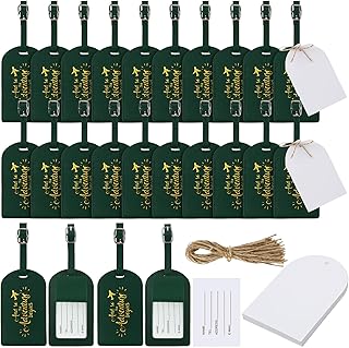 Amylove Bulk Luggage Tags Wedding Favors Adventure Begins Luggage Tags for Guests Travel Tag for Suitcase Bridal Gift 24 Pack