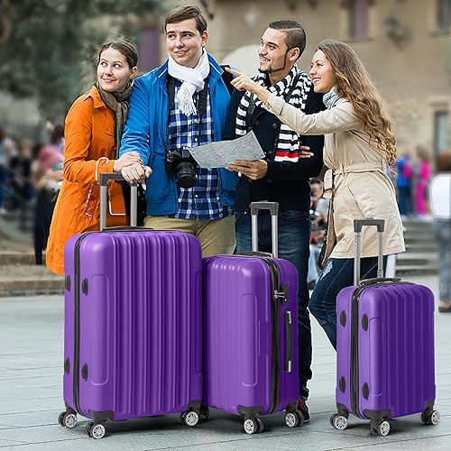 Miniatura 9 de Karl home Juego de 3 maletas de mano rígidas con ruedas giratorias y bloqueo TSA, equipaje portátil ligero de ABS para viajes, negocios, color