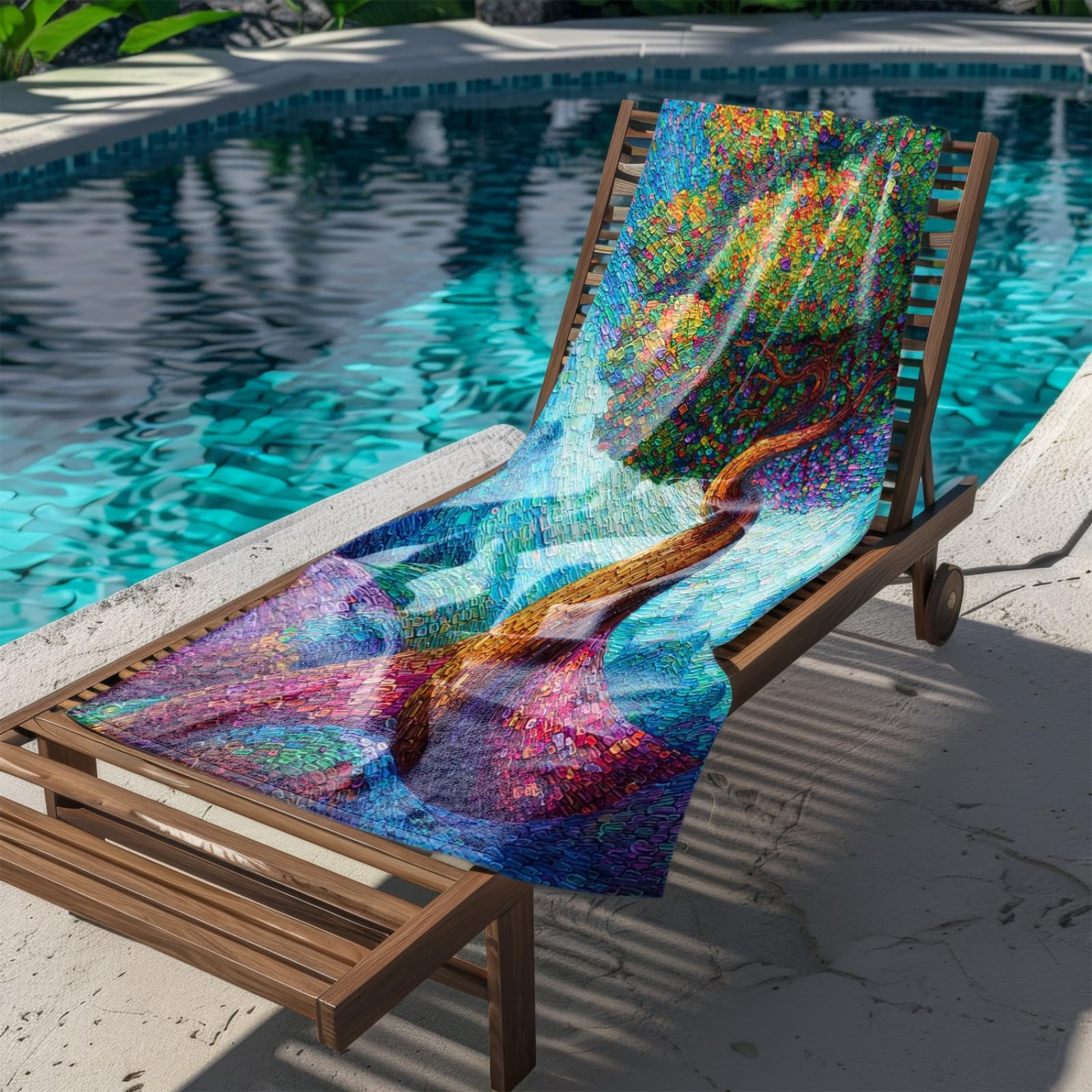 Générique Serviette Microfibre Plage Vert Jaune Arbres Violets