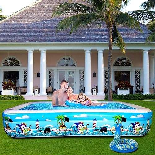 Miniatura 3 de Alberca inflable 120 x 72 x 22pulgadas de tamaño familiar para adultos bebés y niños a partir de 3 años sobre el suelo para el aire libre jardín