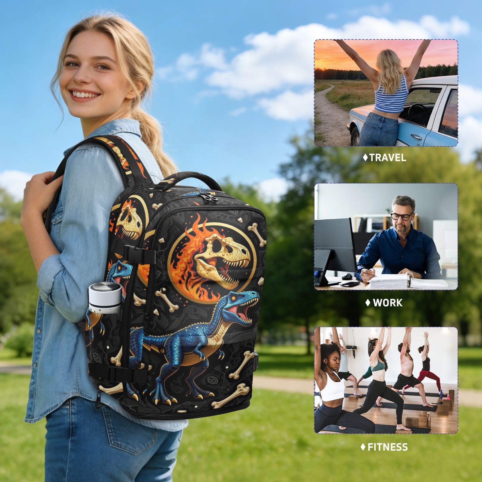 Plecak podróżny 15,6 torba na laptopa do szkoły 20 l | Elegancka męska torba podręczna ryczący dinozaur torba na laptopa 16 cali do samolotów mochilas para viajar 20 l