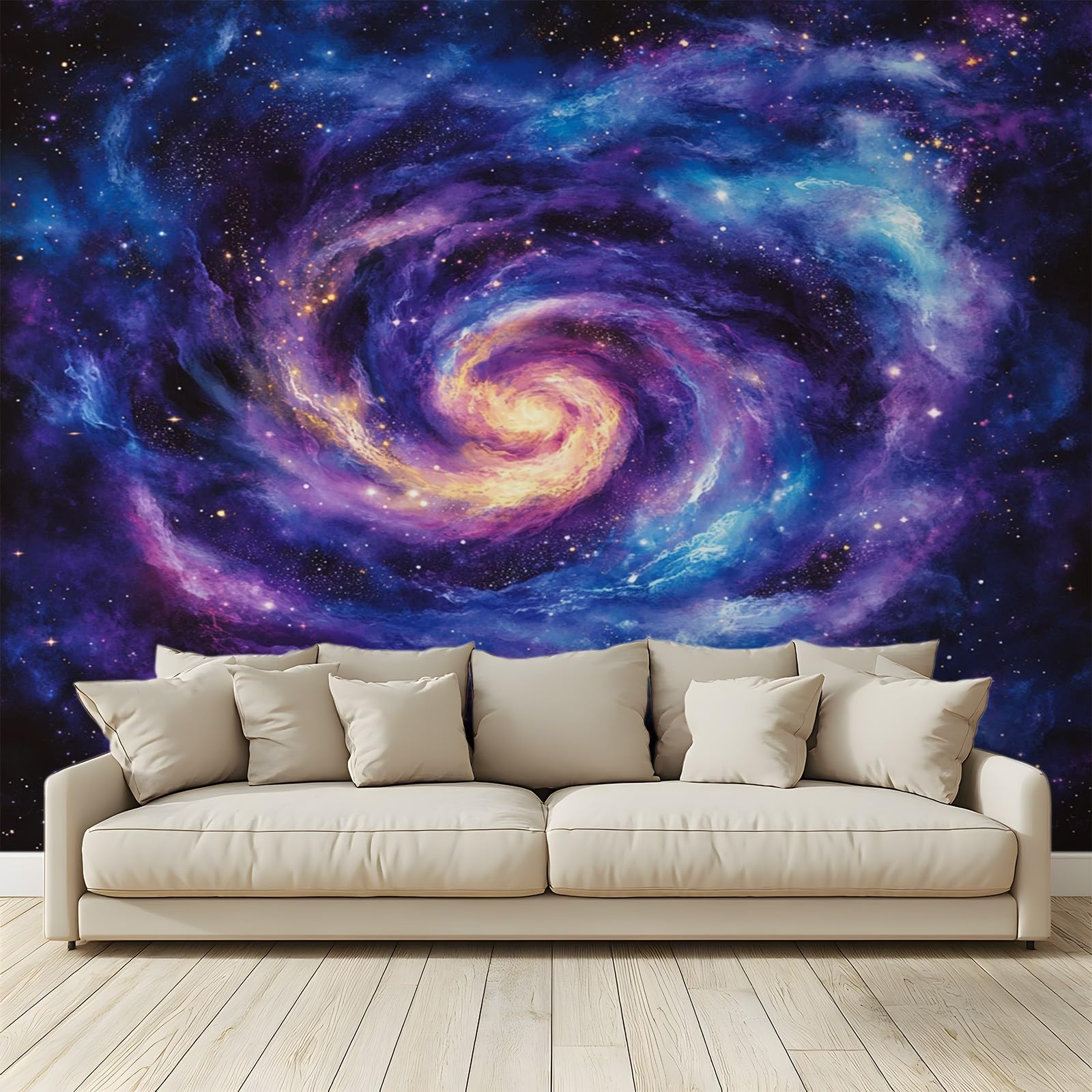 Mkbkli Star System Theme Purple Blue Nebulae Photo Wallpaper Poster Picture Non-Woven Mural 3D Panoramic Custom Wall Art Print Living Room Bedroom Tv Backdrop Corridor Decoration 400 (W) X 280 (H) Cm