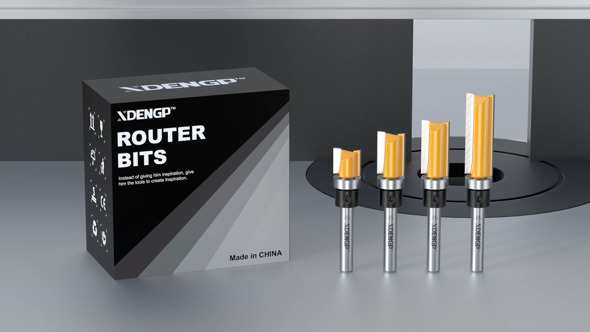 Image of 4 PCS Pattern Flush Trim Router Bit Set 1 /4 Inch Shank, Top Bearing Flush Cut Trim Router Bit for Woodworking, Cutting Diameter: 1 /2 inch, Cutting Length: 1 /2 inch, 3 /4 inch, 1 inch, 1-1 /2 inch