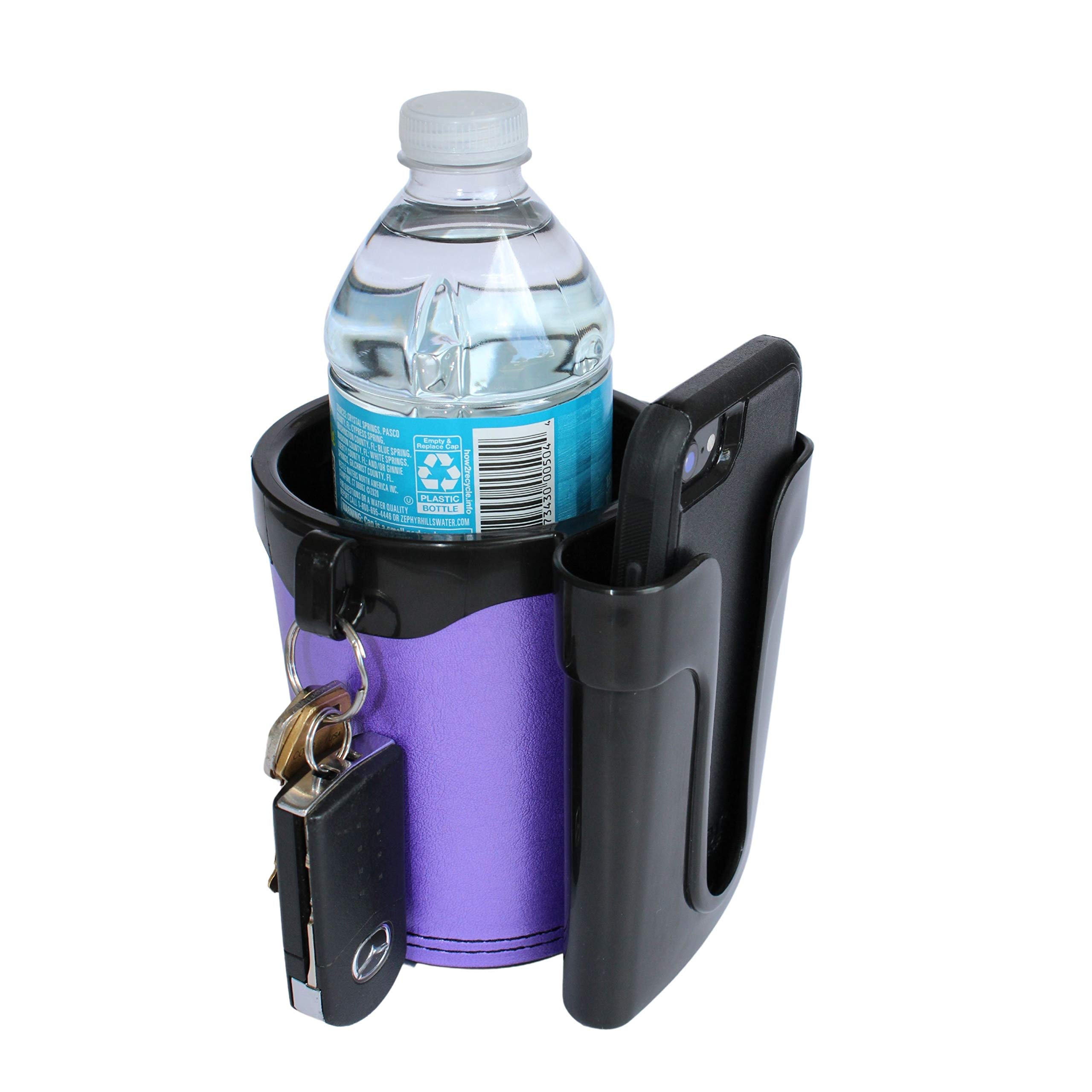 BikeCupHolder - Purple- Cell Phone - Keys - Holder Combo for Beach Cruiser - Commuter Bike
