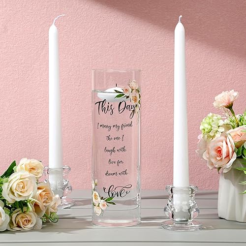 Irenare Unity - Velas con portavelas para ceremonia de boda, accesorios de boda para ceremonia de recepción, portavelas de cristal decorativo, vela