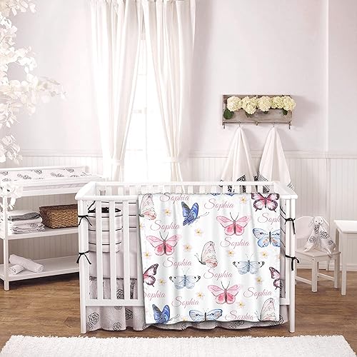 Miniatura 5 de Mantas de bebé personalizadas para niñas y niños, manta personalizada con nombre de mariposa rosa, manta de bebé personalizada, regalos para baby