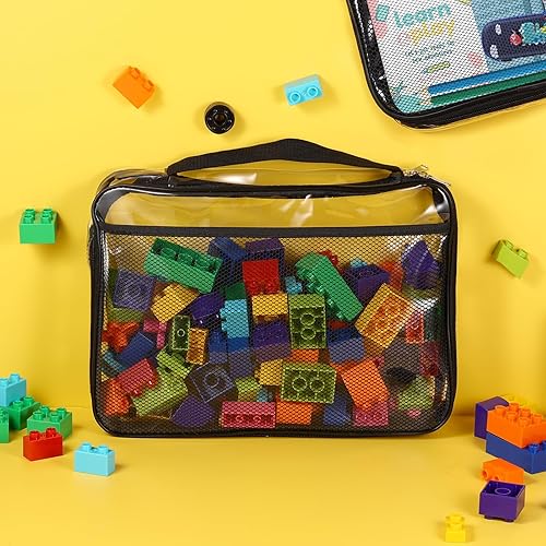 Miniatura 7 de Paquete de 8 bolsas grandes transparentes de almacenamiento de juguetes, bolsas organizadoras de PVC reutilizables, bolsas de almacenamiento de