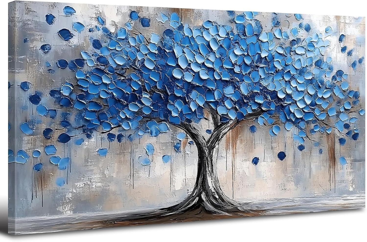Arbre De Vie Bleu Marine Avec Cadre Tableaux Sur Toile Abstrait Nature Arbres Paysage Art Mural Arbre En Fleurs Impressions Sur Toile Art Mural Moderne Bureau à Domicile Salon DéCorations 50x100cm