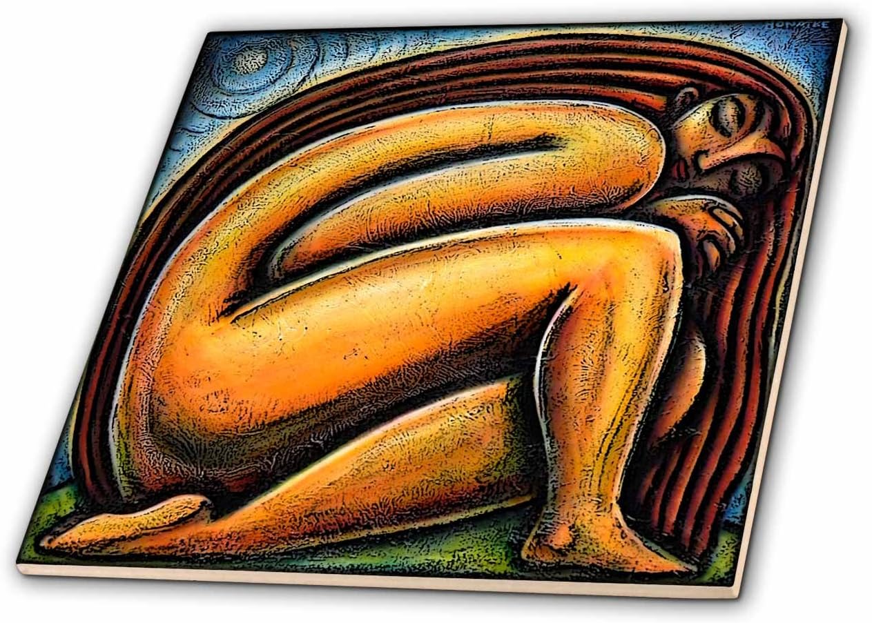 3dRose ct_21206_4 Moonlight Meditation Spiritual Women Woman-Ceramic Tile, 12-Inch