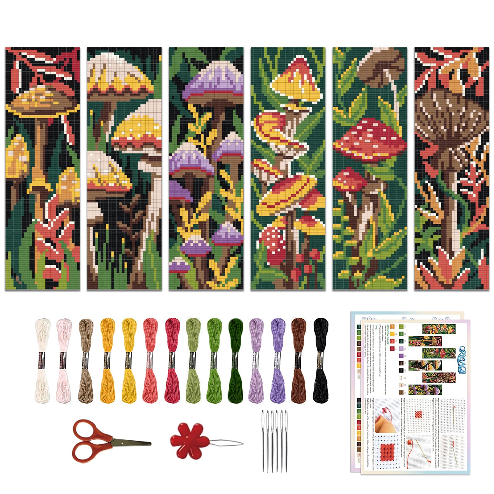Kit point de croix marque-page champignon cadeau créatif - 8