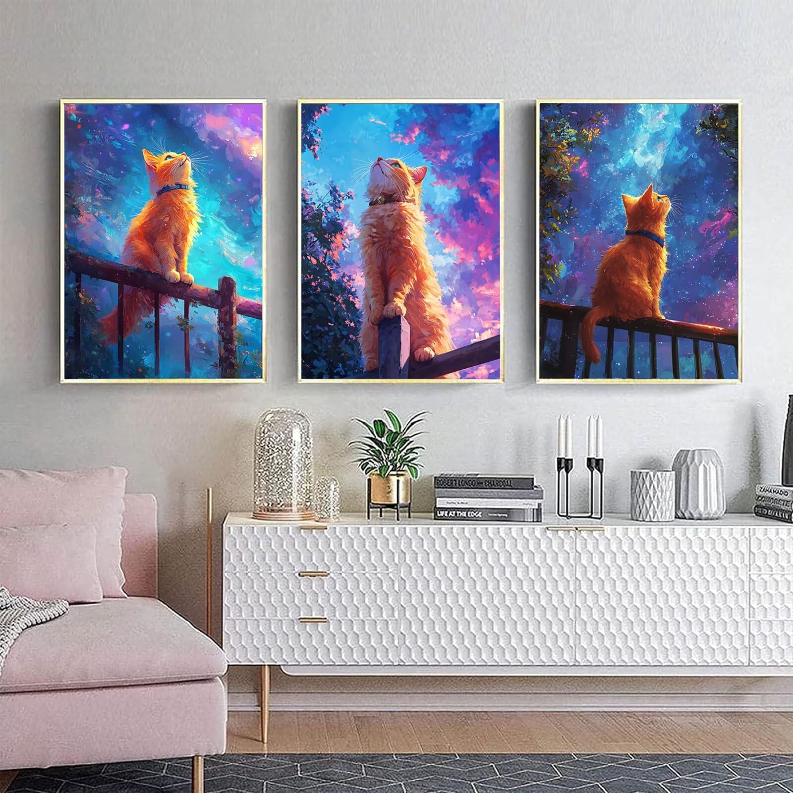 Cnyaunfi 3 Pezzi Animali Pittura Diamante Fai-Da-Te 5D Blu Diamond Painting Kit Completo per Hobby Creativi Adulti, Pittura Diamante Artigianale Per La Decorazione Della Parete Di Casa 50x70cm YF-3011