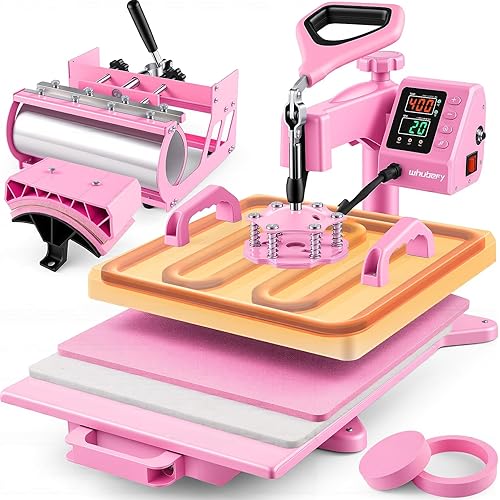 15x15 Heat Press Machine for T Shirts with 30oz Tumbler Press 5-in-1 Slide Out Easy Loading Heat Transfer with Dual-Tube Heating & 4-Zone PID Temp Controller for Quick & Even Heat on Hat Cap Mug Plate