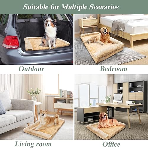Miniatura 6 de Cama ortopédica para perros grandes, cama extragrande de espuma viscoelástica para gatos con diseño adhesivo, impermeable, con funda extraíble