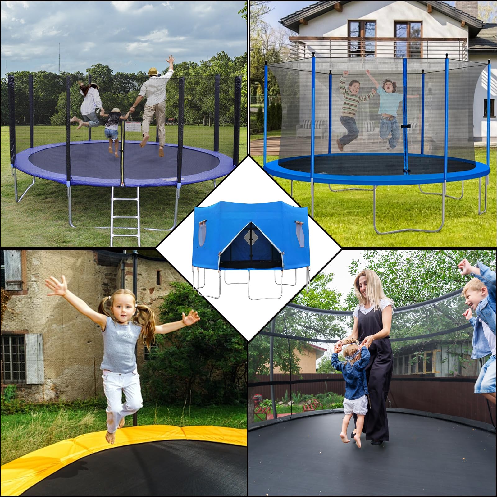 Tenda Telo Protettivo Copertura per Trampolino Elastico (183/244/306/366/427cm) Tenda di Protezione dalle Intemperie per Tappeti Elastici | Resistente ai Raggi UV, Parasole (Verde,8FT-6 2.44m)