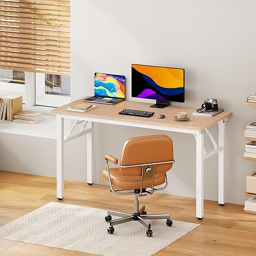 Miniatura 198 de DlandHome Escritorio plegable pequeño de 31.5 pulgadas, escritorio de computadora para oficina en casa, mesa plegable para espacios pequeños, no