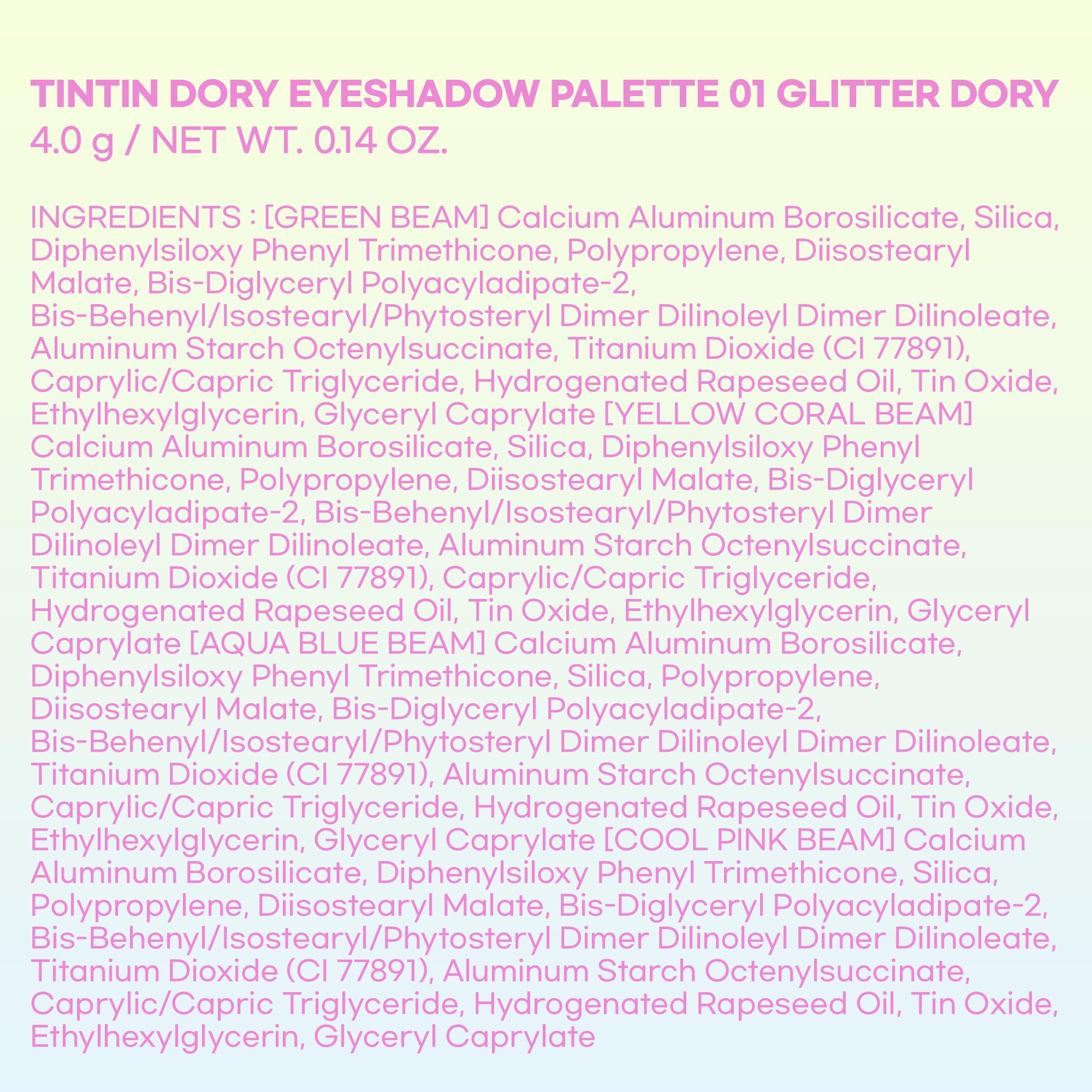 COLORGRAM TINTIN DORY EYESHADOW PALETTE 05 FAIRY DORY | 4 Color Compact Palette with Silky Smooth Texture | Travel-Friendly Collectible with Vibrant Shades | Ideal for Daily Glam or Bold Looks | Vibrant Shades, Silky Smooth Texture, Travel-Friendly, Daily Glam, Bold Looks, Collectible