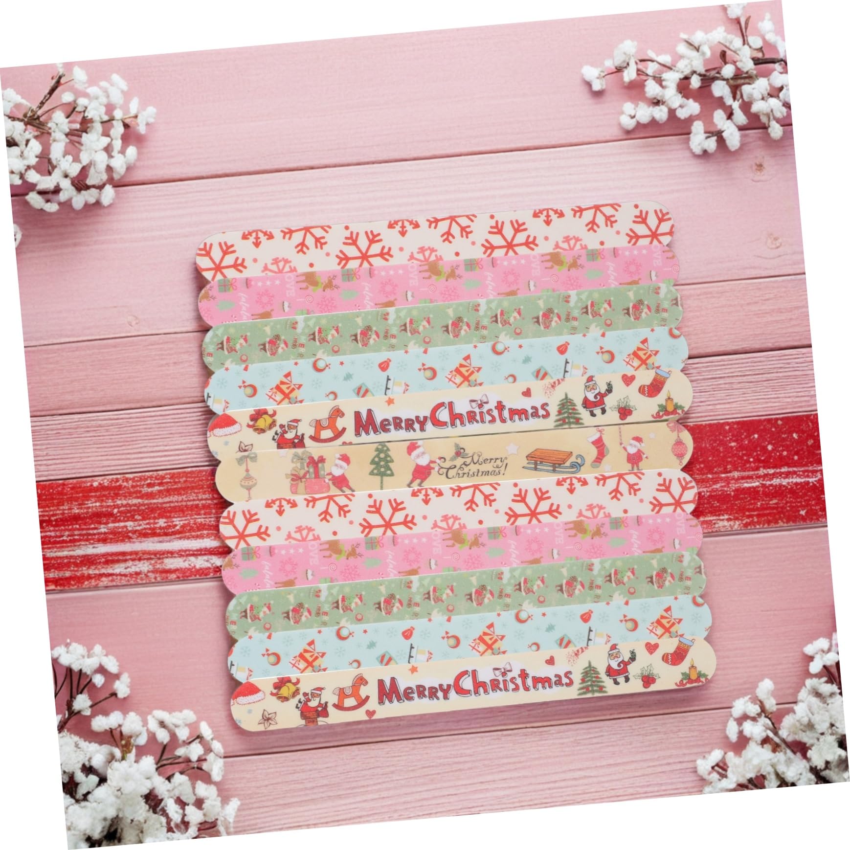 Nagelfeilen aus Eva mit Weihnachtlichen 24 Stück Maniküre und Pediküre Accessoire Zufälliger Stil für Zuhause und Natürliche Nägel