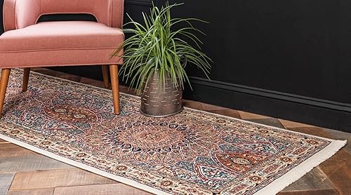 Miniatura 4 de Unique Loom Colección Narenj Adams - Alfombra de área (3 pies x 13 pies 1 pulgada, marfilborgoña)