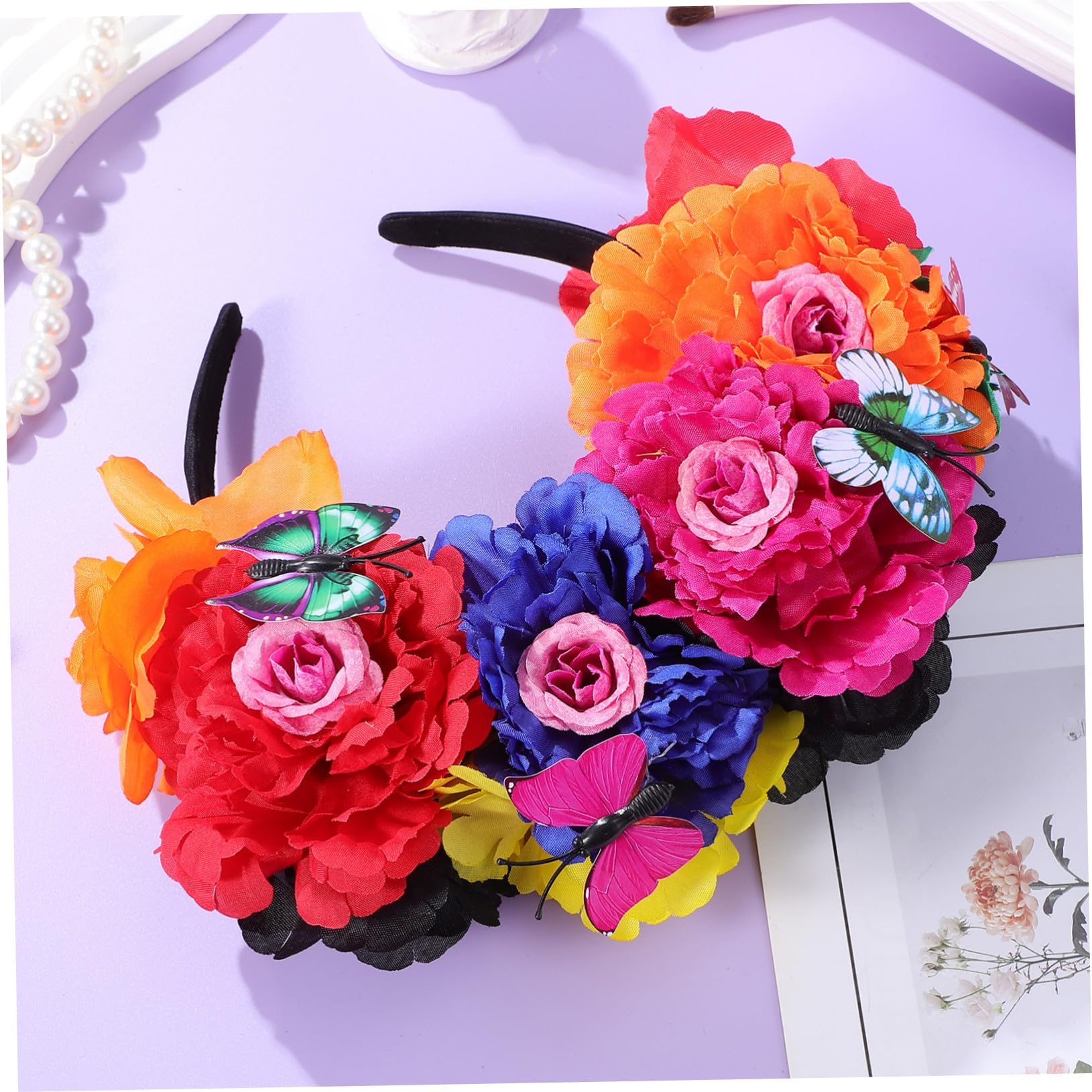 Cerchietto Floreale Donna in Plastica, Multifunzionale e Facile da Indossare, Corona di Fiori Delicata ed Elegante per Feste e Servizi Fotografici