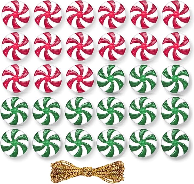 Christmas Candy Decor Lollipop Ornaments Red White and Green Christmas Tree Hanging Decoration Acrylic Candy DIY Pendants (30)