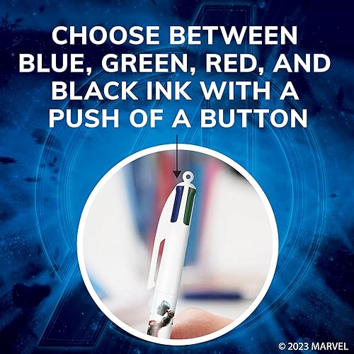 Miniatura 10 de BIC Bolígrafos retráctiles Marvel's Avengers Edition de 4 colores, punta media (0.039 pulgadas), paquete de 3 unidades, bolígrafo retráctil con