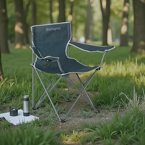 Miniatura 9 de Silla de director plegable con soporte para tazas, silla de campamento resistente para adultos, silla de césped portátil para exteriores, azul