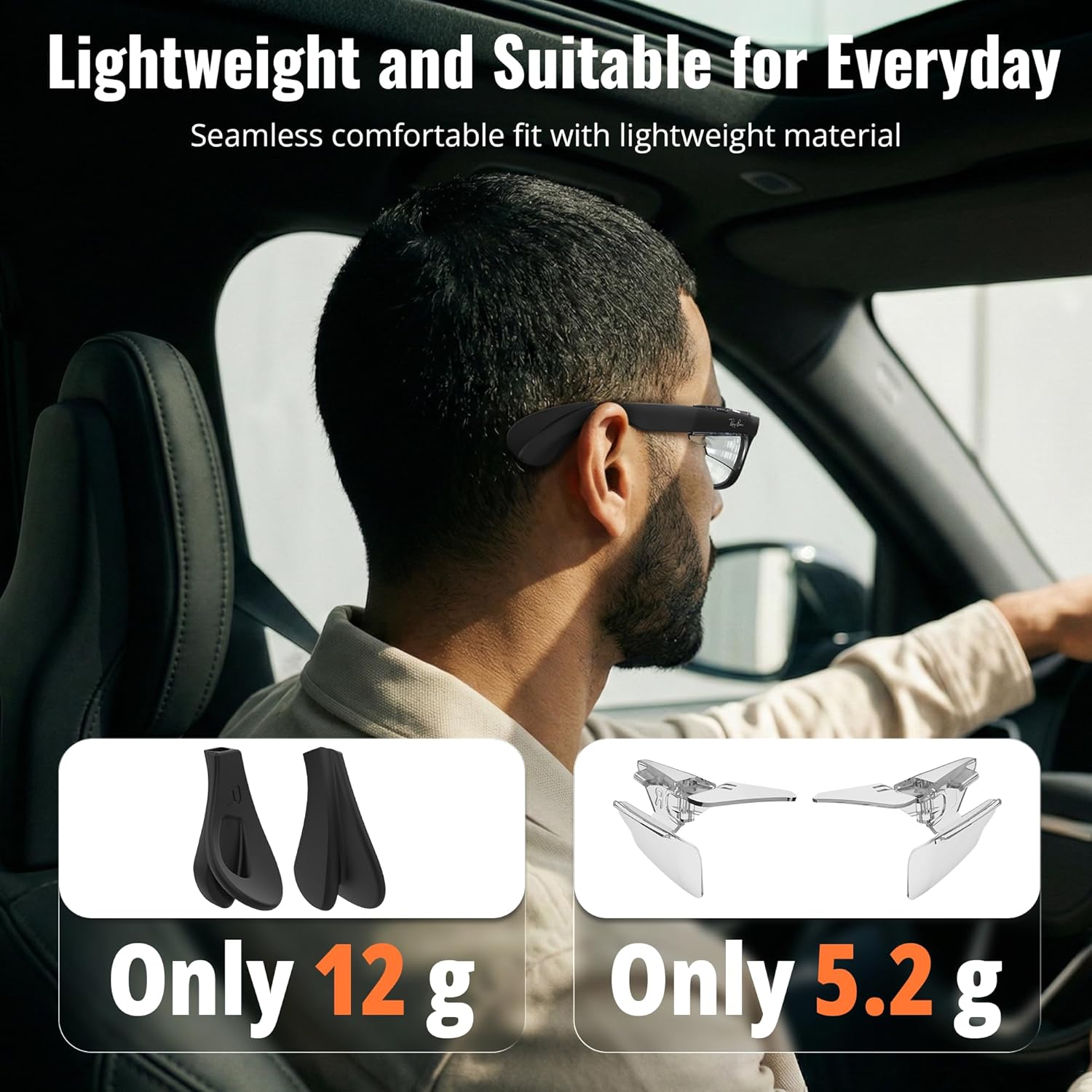HiBloks Full Coverage Side Shields and Ear Grips Set, Smart Glasses Safety Glasses Accessories Anti-Slip Ear Cushions Compatible with Gen 1 & Gen 2 Ray Ban Meta Wayfarer/Skyler/Headliner
