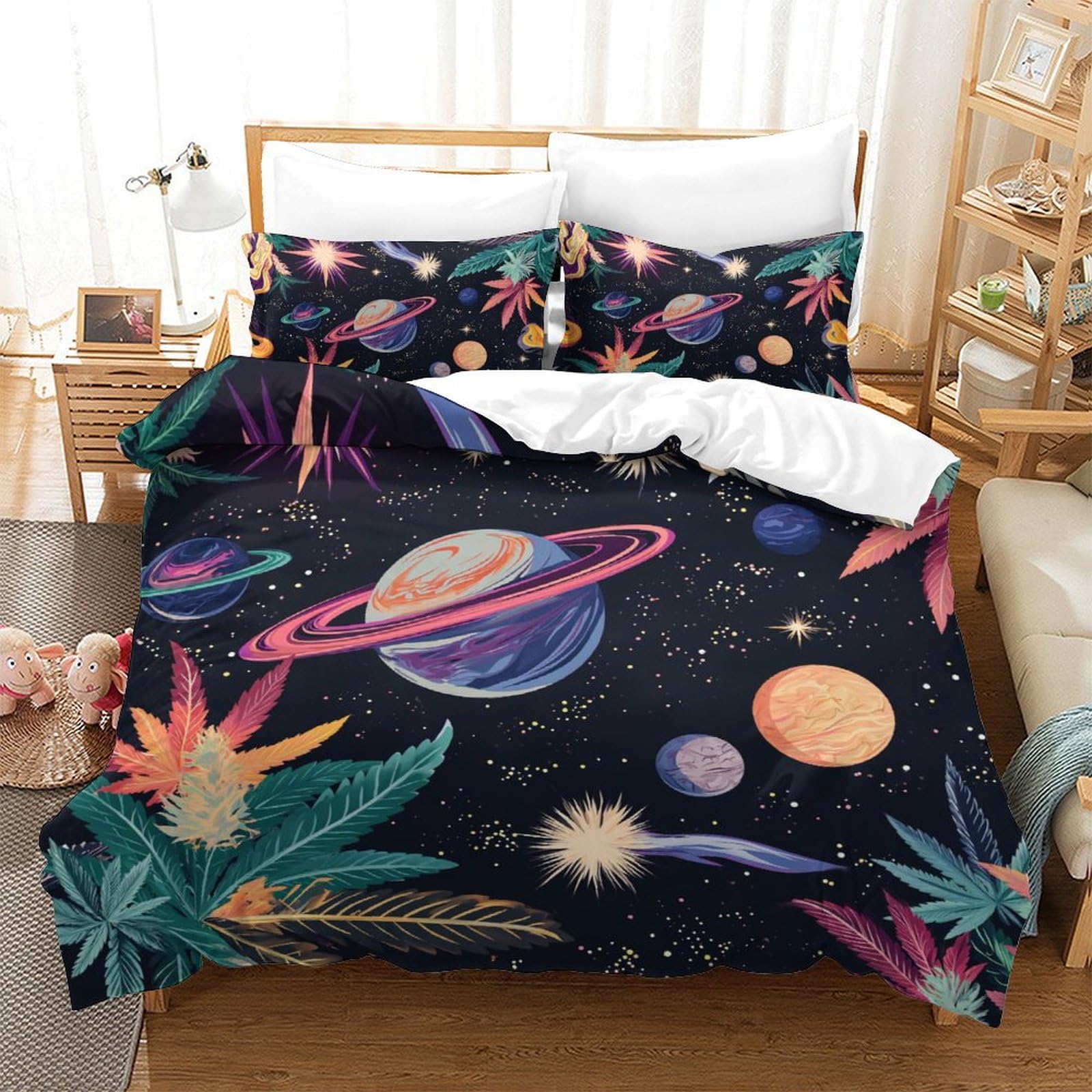 Housse de couette imprimé 3D de qualité parure de lit double microfibre durable