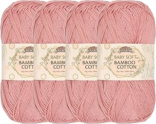 JubileeYarn Baby Soft Bamboo Cotton Yarn - 50g/Skein - Dreamy Blush - 4 ...