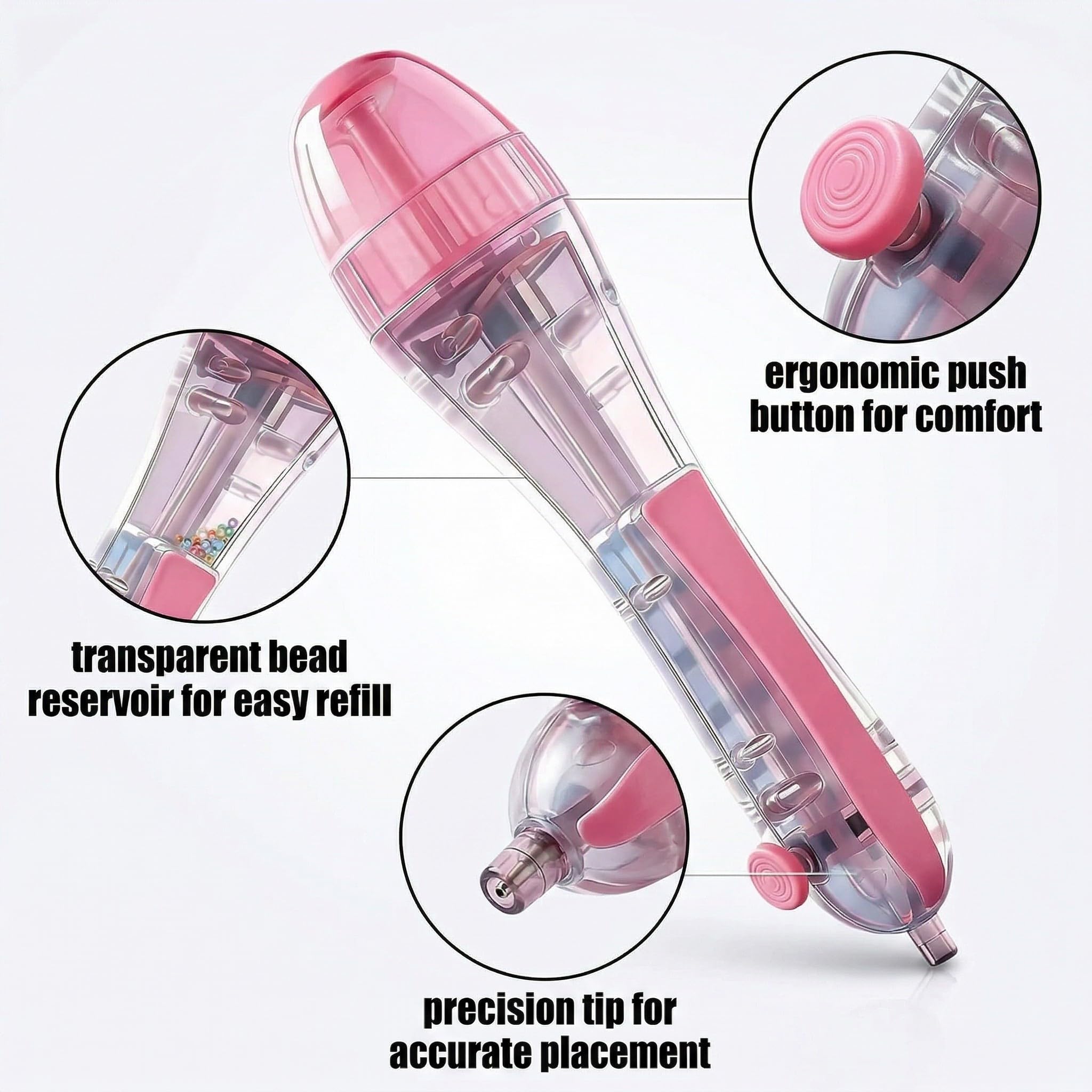 Pluma Para Cuentas Fuse Beads 2.6Mm, Distribuidor De Cuentas Fusibles Para Decoraciones Diy Navideñas Y Caseras, Interacción Padre-Hijo Y Manualidades Para Niños(Rosa)