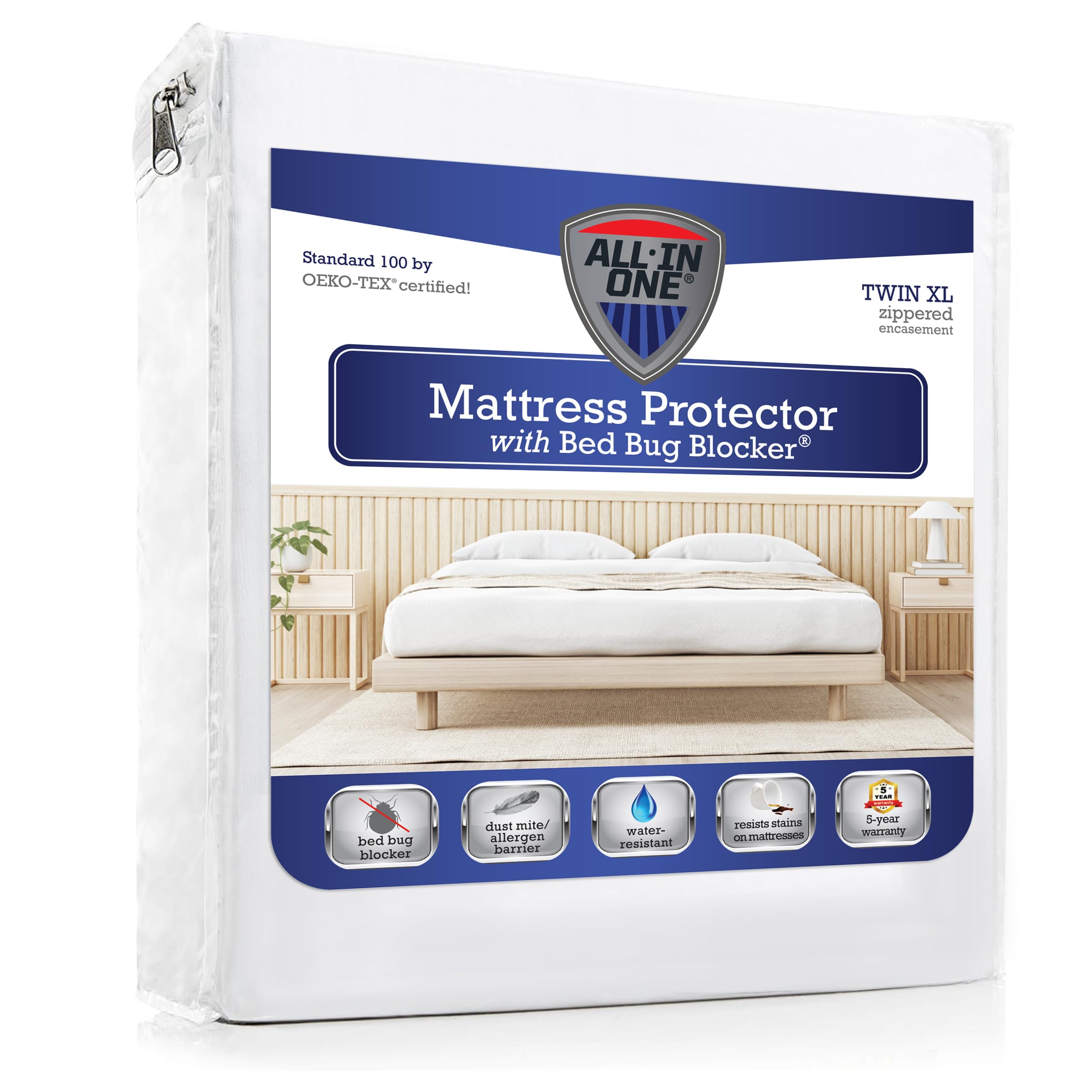 Sponsored Ad - All-in-One Mattress Protector, Zippered Encasement, Water & Stain Resistant, Triple Seal Protection, Twin XL, White