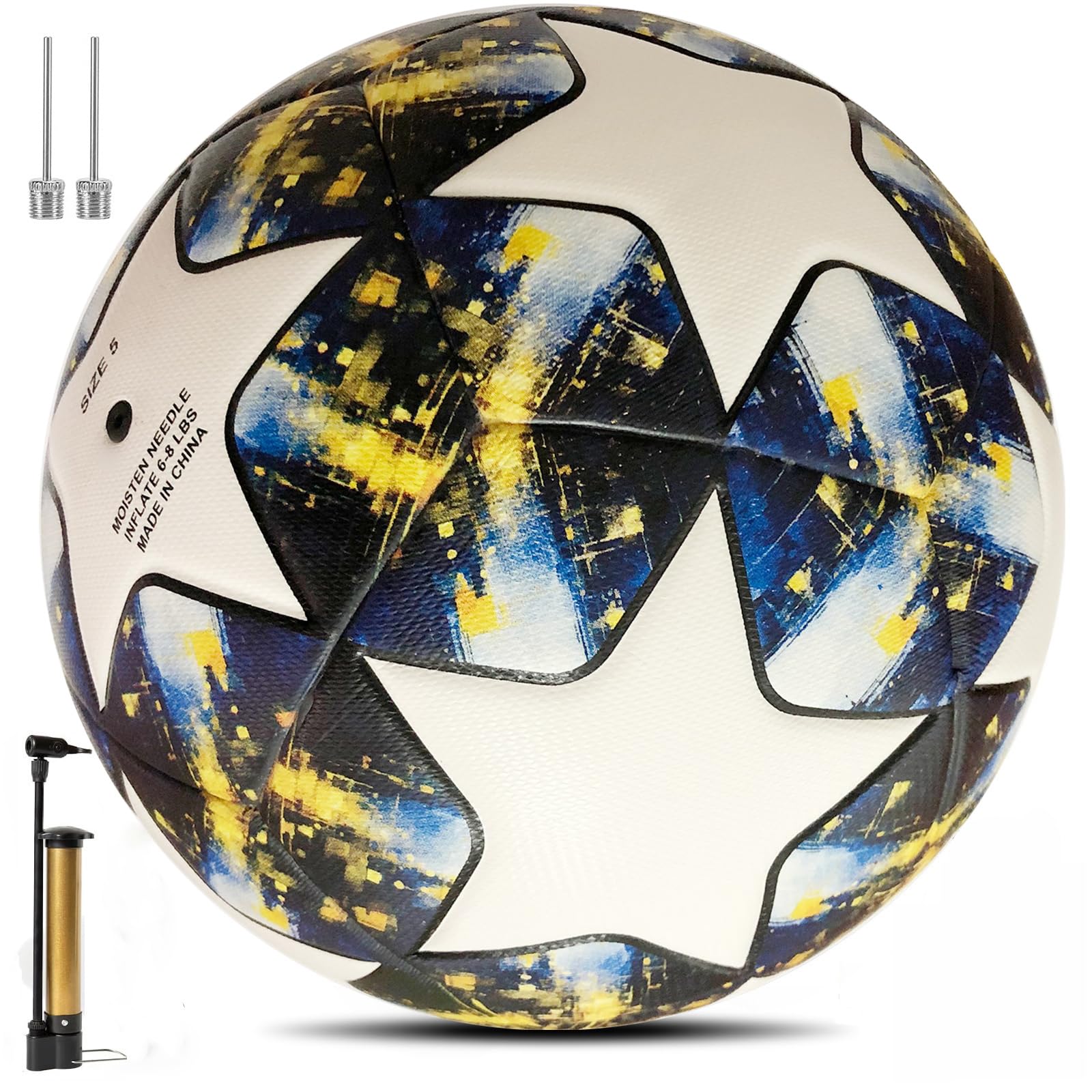 Pallone da calcio, taglia 5, per bambini, per tifosi in pelle, per amanti del calcio, taglia 5, con pompa