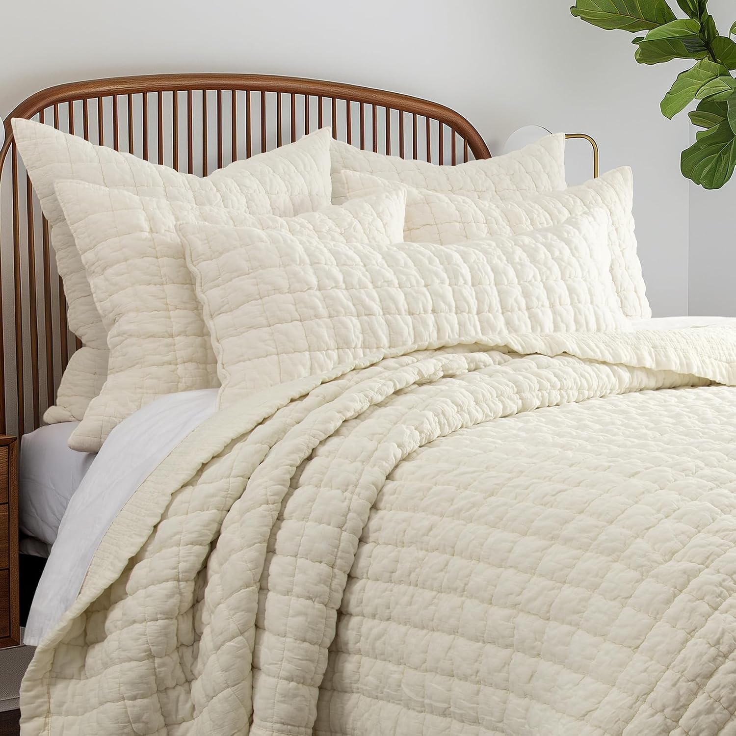 Levtex Home - Whisper Butter Throw Pillow - Lumbar Pillow (14x36in.) - Textured Grid - Polyester Filled - Cotton