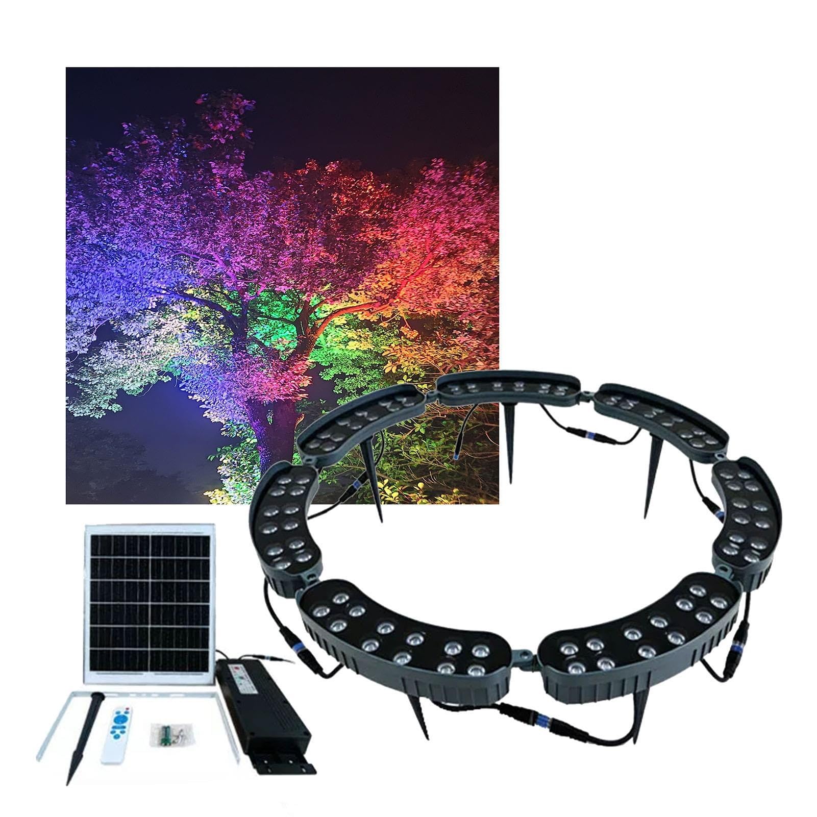 Luce Per Albero Ad Anello A LED RGB Ad Energia Solare, Lampada Da Esterno
