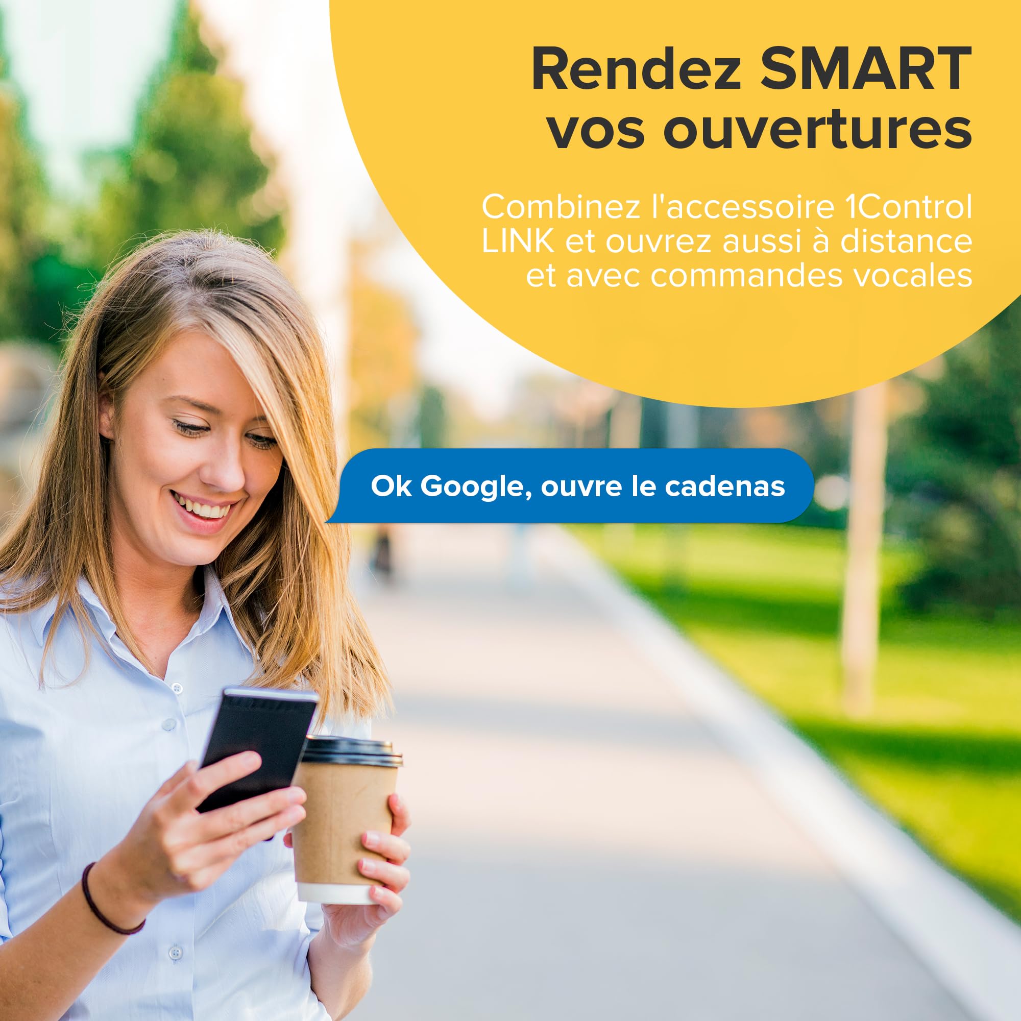 1Control LOCO, Cadenas Bluetooth Intelligent, Corps Renforcé en Aluminium, Batterie d'une durée de vie jusqu'à 180 jours, Résistant aux Intempéries, Certification IP67, Compatible avec iOS et Android