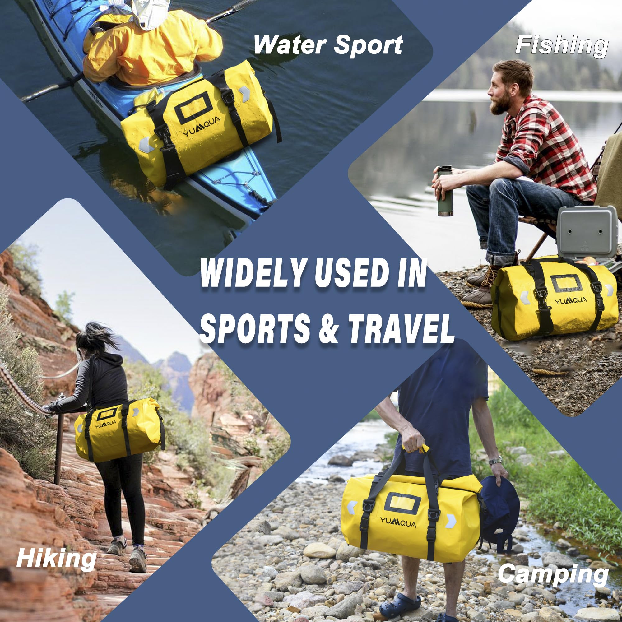 YUMQUA Bolsa de lona impermeable grande para motocicleta al aire libre, Verde militar-40L, 40L, Bolsa de lona impermeable | Bolsa de lona impermeable de PVC 500D con correa de hombro para barco, kayak, tabla de remo, pesca, camping