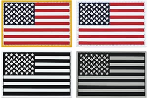 (4-Pack) USA American Flag Patch Set, 2x3 inch, PVC Rubber, Hook & Loop Fastener
