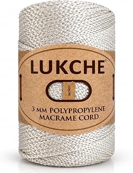 3mm Premium Polyester Macrame Cord, 147 Yards, 100% Polypropylene Macrame Rope for Crochet, Wall Hangings, Plant Hangers, Macrame Bags, Basket Bases and DIY Crafts Bone Color 1