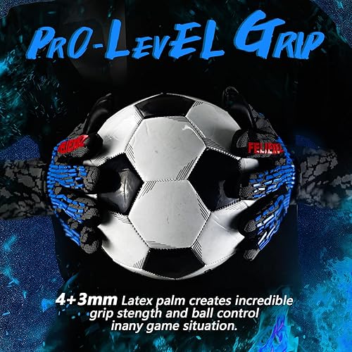 Miniatura 2 de QUICARD Guantes de portero de fútbol, guantes de portero de fútbol con agarre definitivo con tamaño 678910, receptor fuerte, fútbol americano para