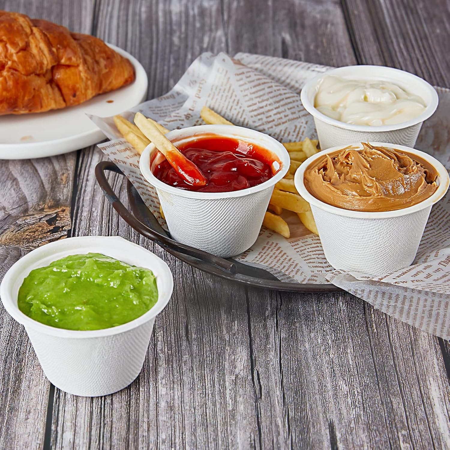 Vplus 300 Pack 4 OZ Disposable Souffle Cups, 100% Compostable Portion Cups, Made From Bagasse Fibe, Perfect For Dips, Food Sample, Jams, Honey, Sauces, Nuts - Image 4