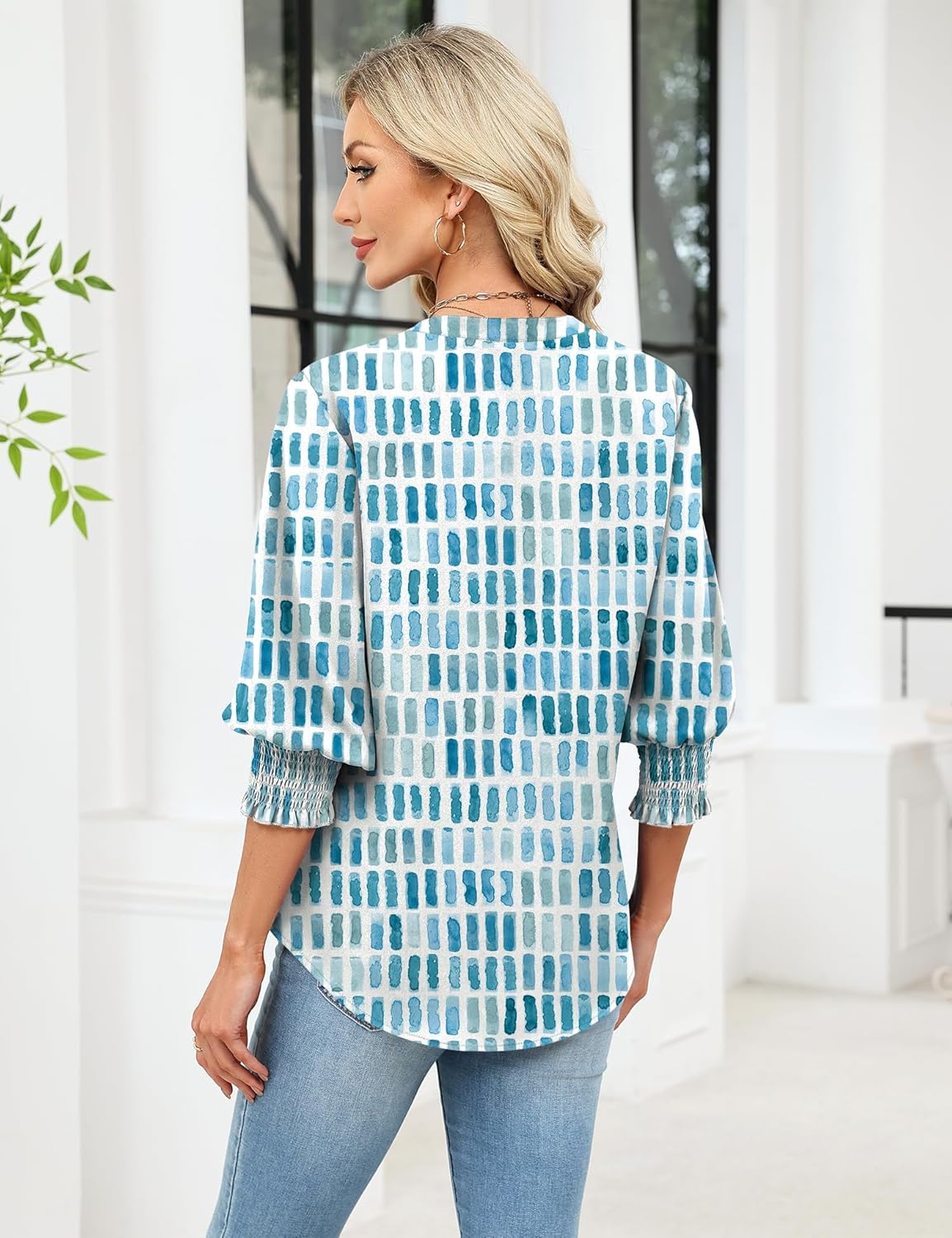 LOMON Button Down Shirts for Women 3/4 Length Sleeve Business Casual Blouses 2026 Summer Tops - Image 4