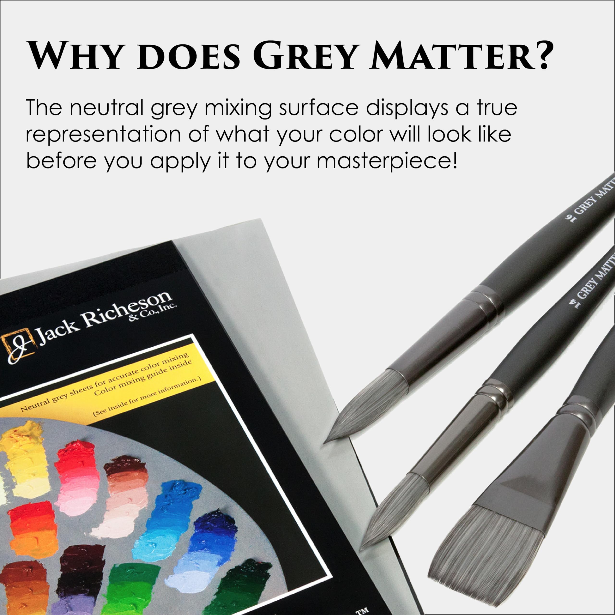 Jack Richeson Grey Matters Tavolozza Di Carta Usa E Getta - 50 Fogli 30,5x40,6 Cm, Con 2 Spatole, Per Pittura A Olio E Acrilico